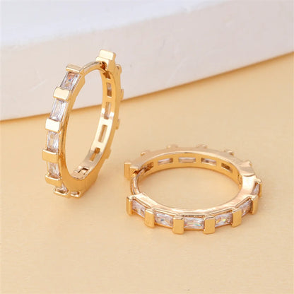 1 Pair IG Style Retro Simple Style Geometric Round Plating Inlay Copper Zircon K Gold Plated Ear Studs