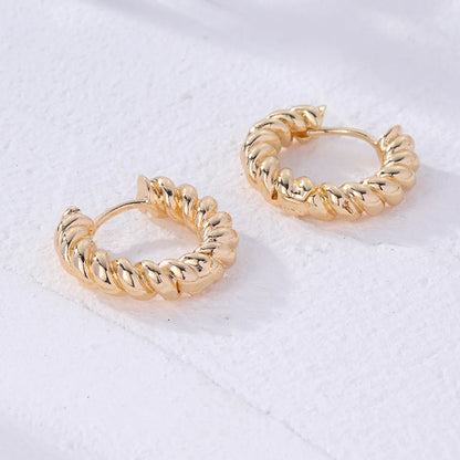 1 Pair IG Style Retro Simple Style Geometric Round Plating Inlay Copper Zircon K Gold Plated Ear Studs