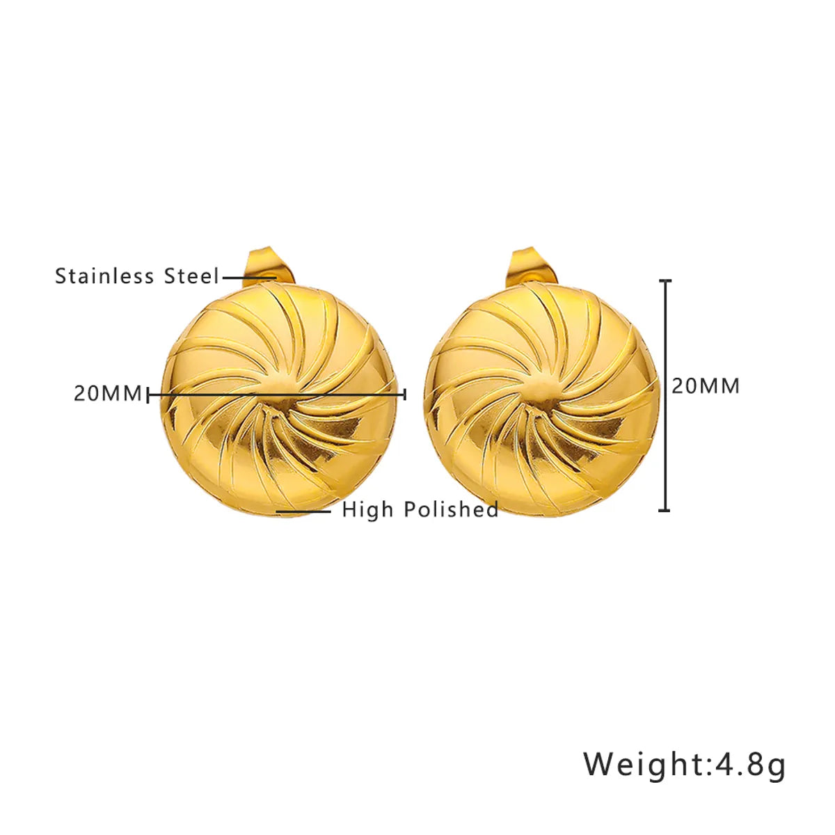 1 Pair IG Style Retro Simple Style Irregular Round Heart Shape Irregular Plating 304 Stainless Steel Titanium Steel 18K Gold Plated Drop Earrings Ear Studs