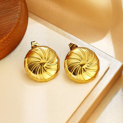 1 Pair IG Style Retro Simple Style Irregular Round Heart Shape Irregular Plating 304 Stainless Steel Titanium Steel 18K Gold Plated Drop Earrings Ear Studs