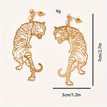 1 Pair IG Style Retro Tiger Hollow Out Alloy Drop Earrings