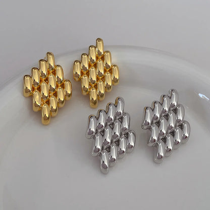 1 Pair Ig Style Rhombus Plating Copper 18k Gold Plated Ear Studs