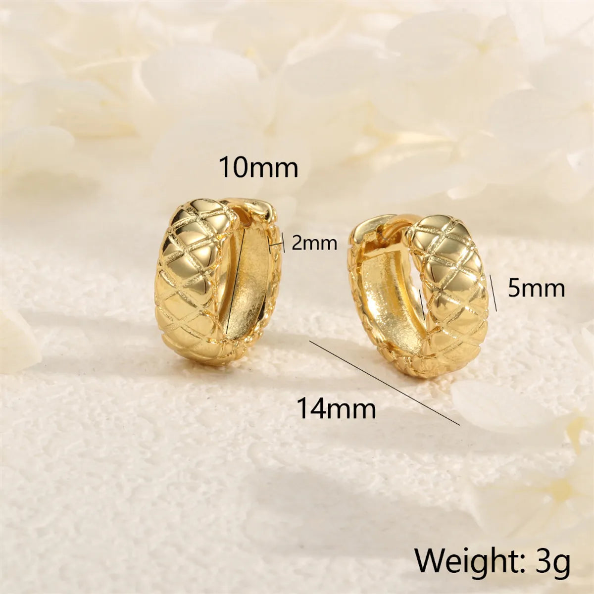 1 Pair IG Style Romantic Commute Round Lingge Copper 18K Gold Plated Earrings