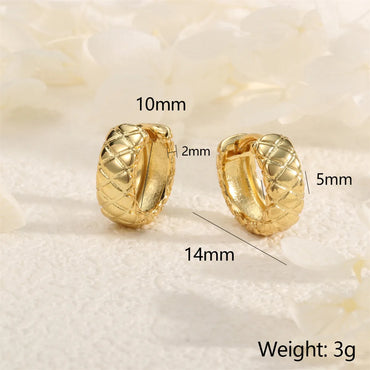 1 Pair IG Style Romantic Commute Round Lingge Copper 18K Gold Plated Earrings