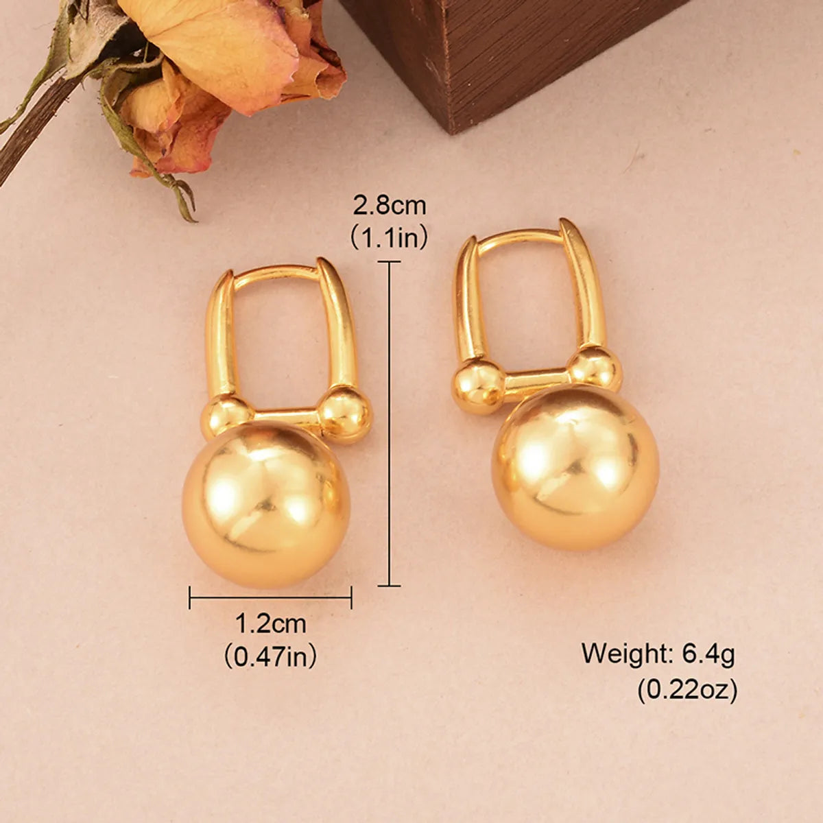 1 Pair Ig Style Round Copper 18k Gold Plated Drop Earrings