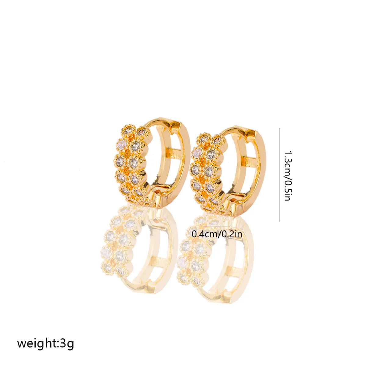 1 Pair IG Style Round Heart Shape Inlay Brass Zircon Earrings