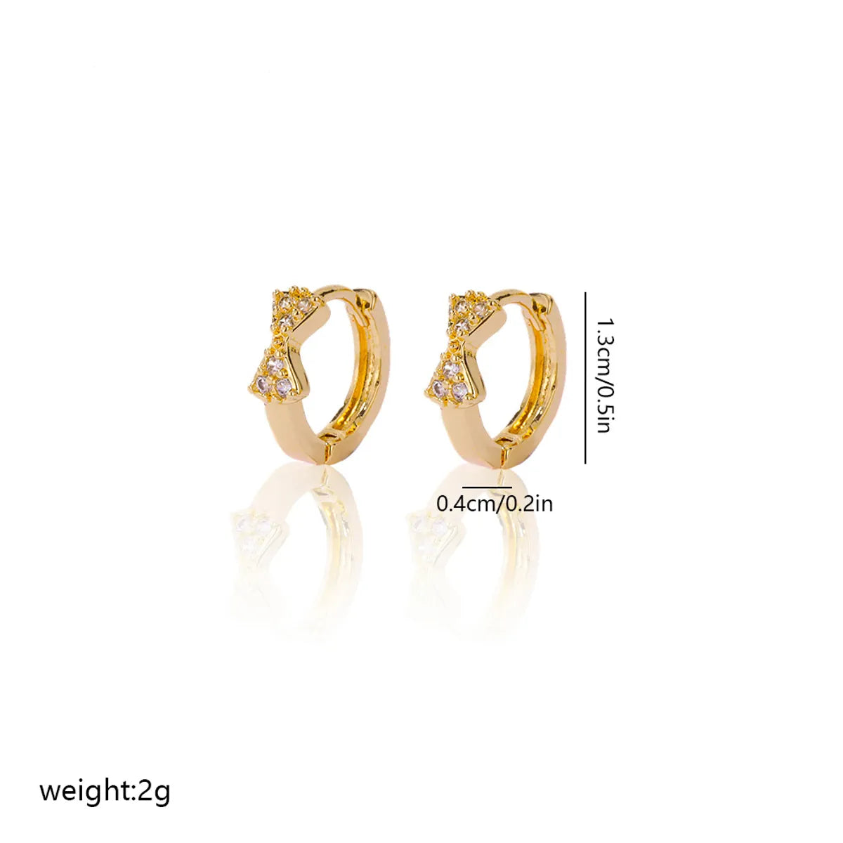 1 Pair IG Style Round Heart Shape Inlay Brass Zircon Earrings