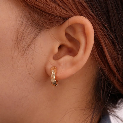 1 Pair Ig Style Round Irregular Plating Pleated Copper Earrings