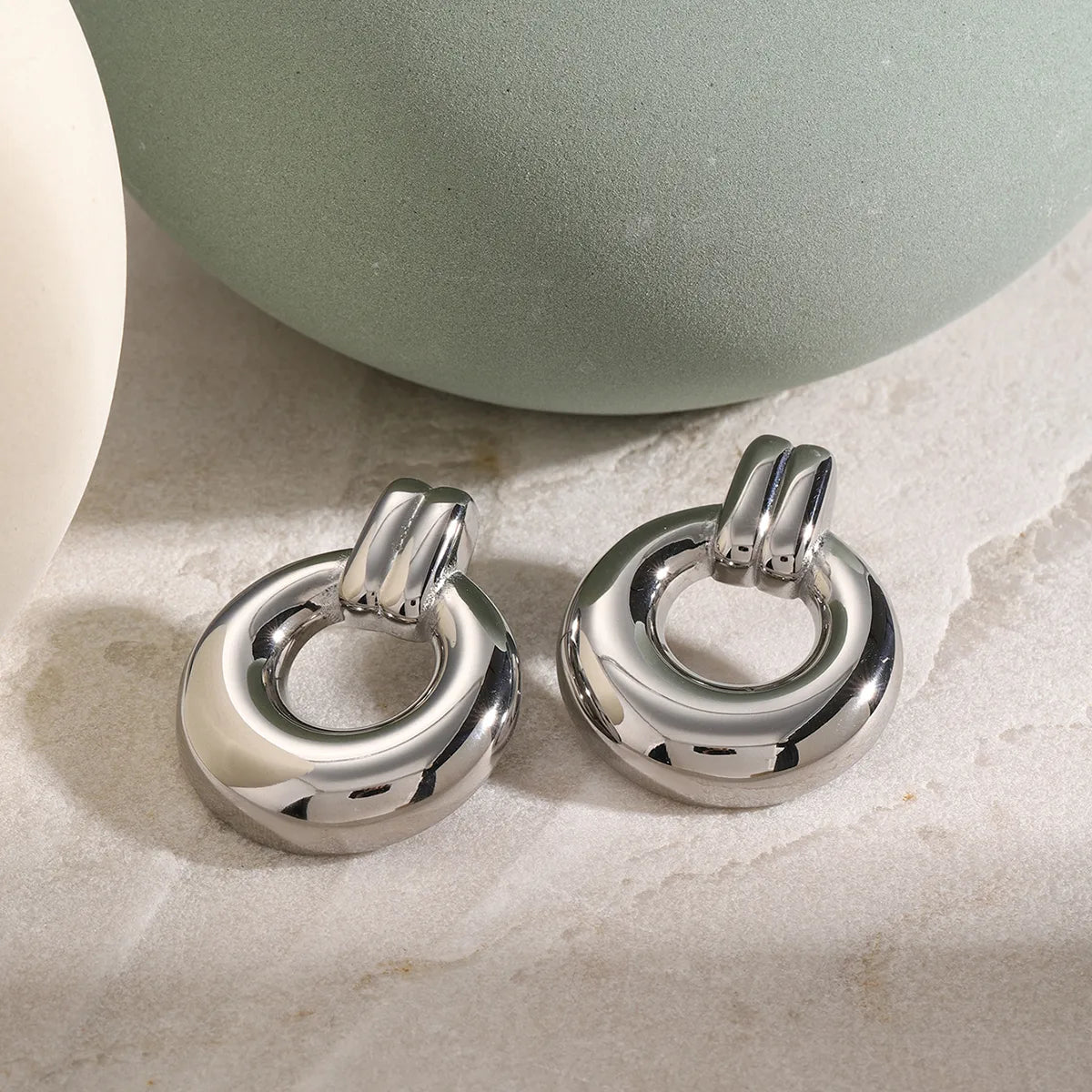 1 Pair IG Style Round Plating 316 Stainless Steel  Drop Earrings