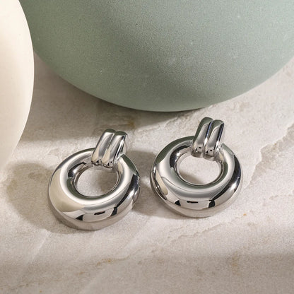 1 Pair IG Style Round Plating 316 Stainless Steel  Drop Earrings