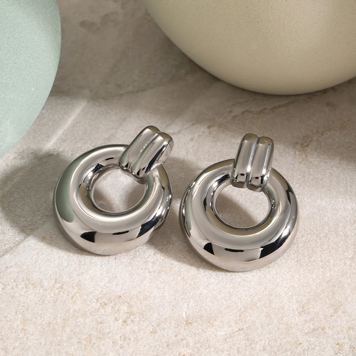 1 Pair IG Style Round Plating 316 Stainless Steel  Drop Earrings