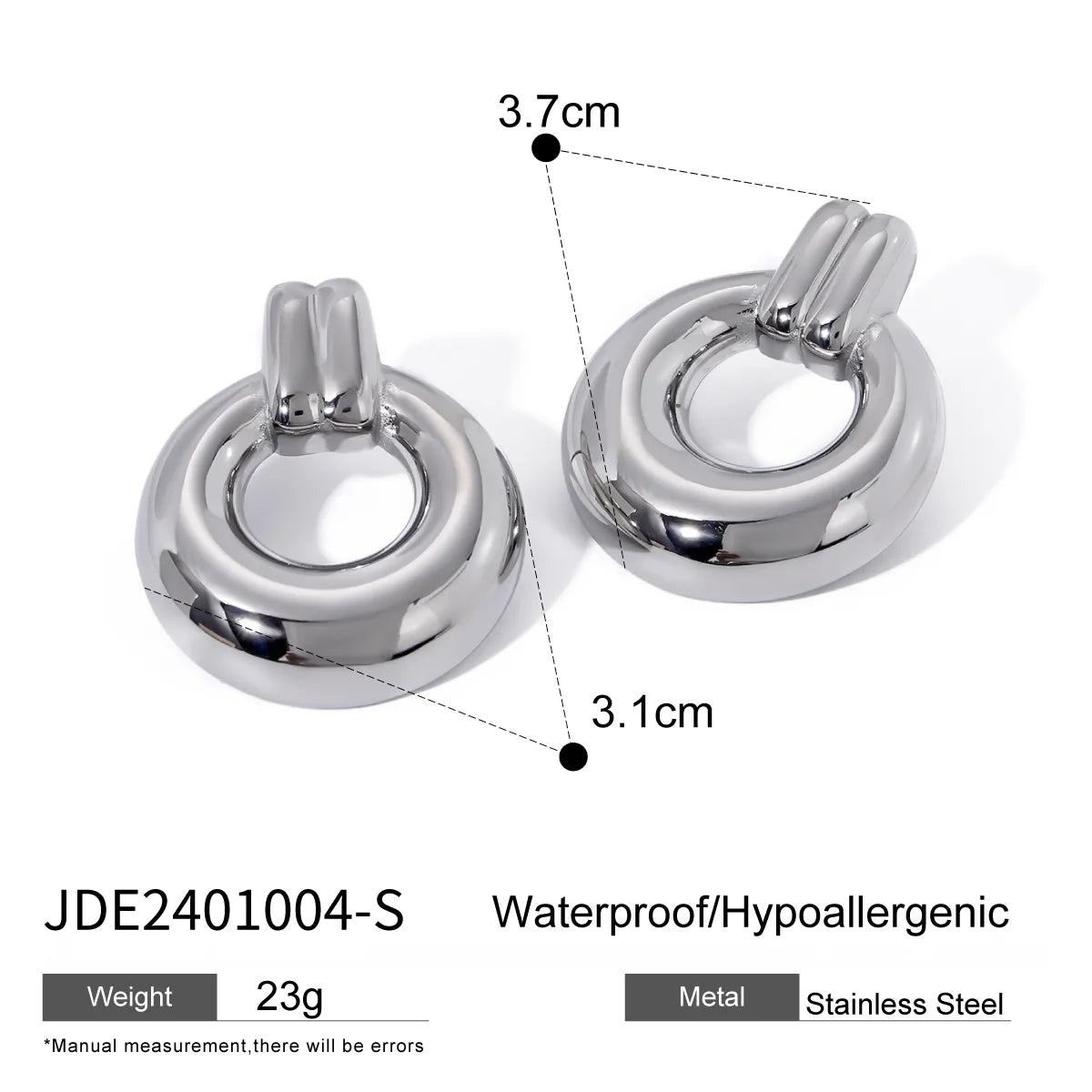 1 Pair IG Style Round Plating 316 Stainless Steel  Drop Earrings