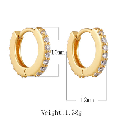 1 Pair Ig Style Round Plating Inlay Sterling Silver Zircon 18k Gold Plated Earrings