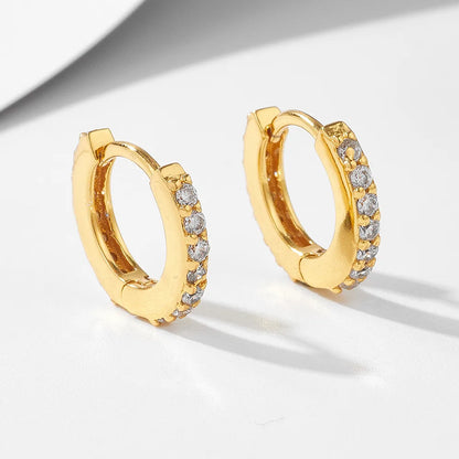 1 Pair Ig Style Round Plating Inlay Sterling Silver Zircon 18k Gold Plated Earrings