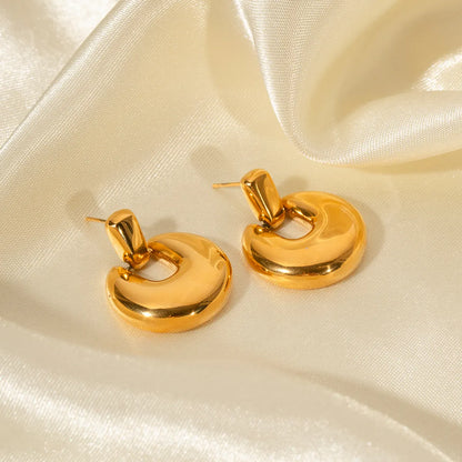 1 Pair Ig Style Round Plating Stainless Steel 18k Gold Plated Drop Earrings