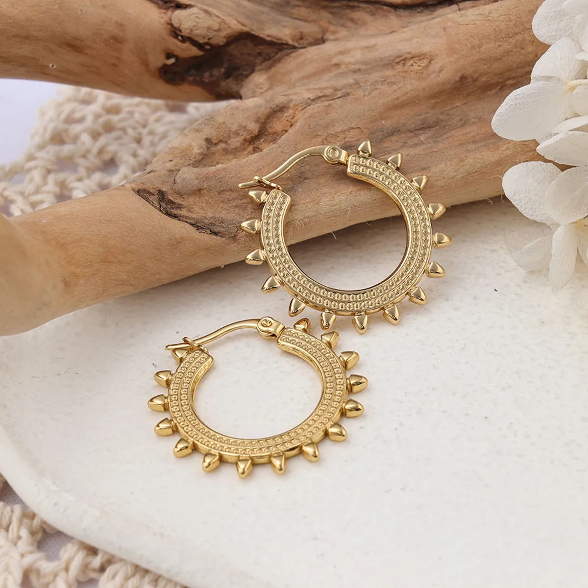 1 Pair Ig Style Round Plating Stainless Steel Earrings