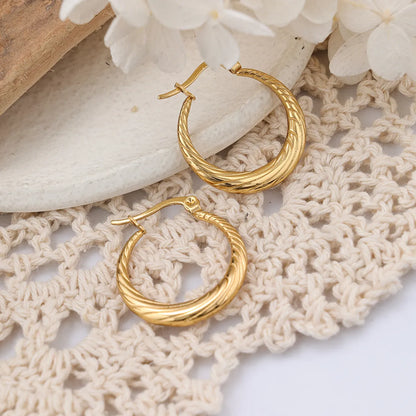 1 Pair IG Style Round Plating Stainless Steel Hoop Earrings