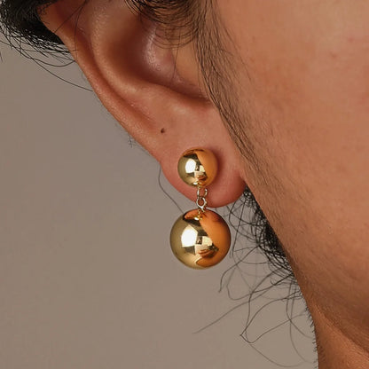 1 Pair IG Style Round Polishing Copper 18K Gold Plated Drop Earrings