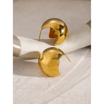 1 Pair IG Style Round Solid Color Plating 304 Stainless Steel 18K Gold Plated Ear Studs