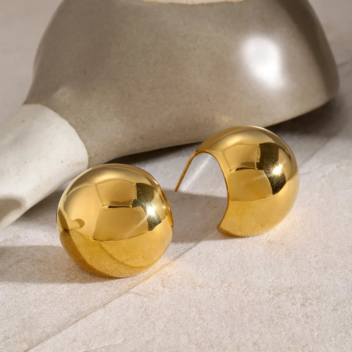 1 Pair IG Style Round Solid Color Plating 304 Stainless Steel 18K Gold Plated Ear Studs