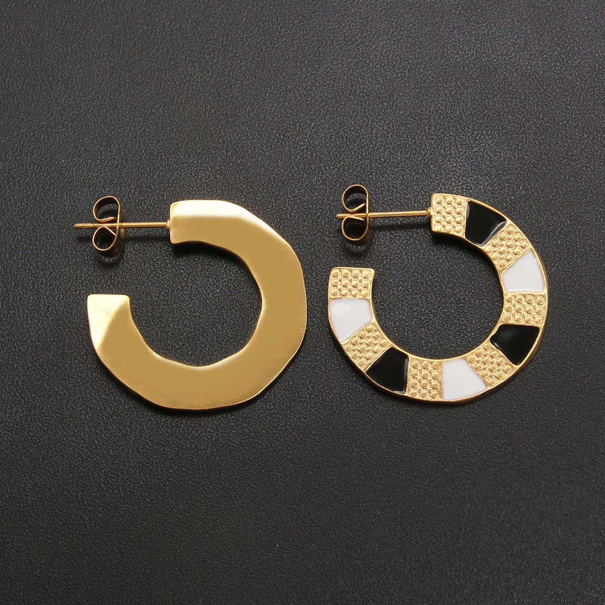 1 Pair Ig Style Round Stainless Steel Earrings