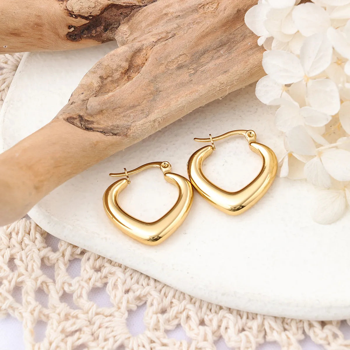 1 Pair Ig Style Semicircle Plating Stainless Steel Hoop Earrings