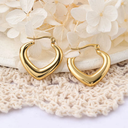 1 Pair Ig Style Semicircle Plating Stainless Steel Hoop Earrings