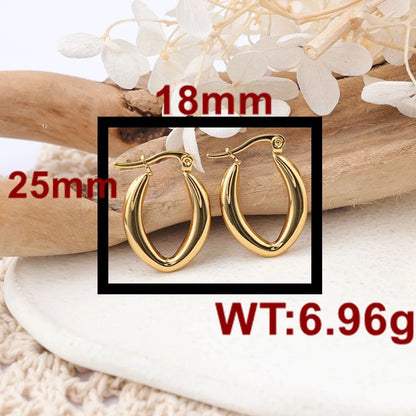 1 Pair Ig Style Semicircle Plating Stainless Steel Hoop Earrings