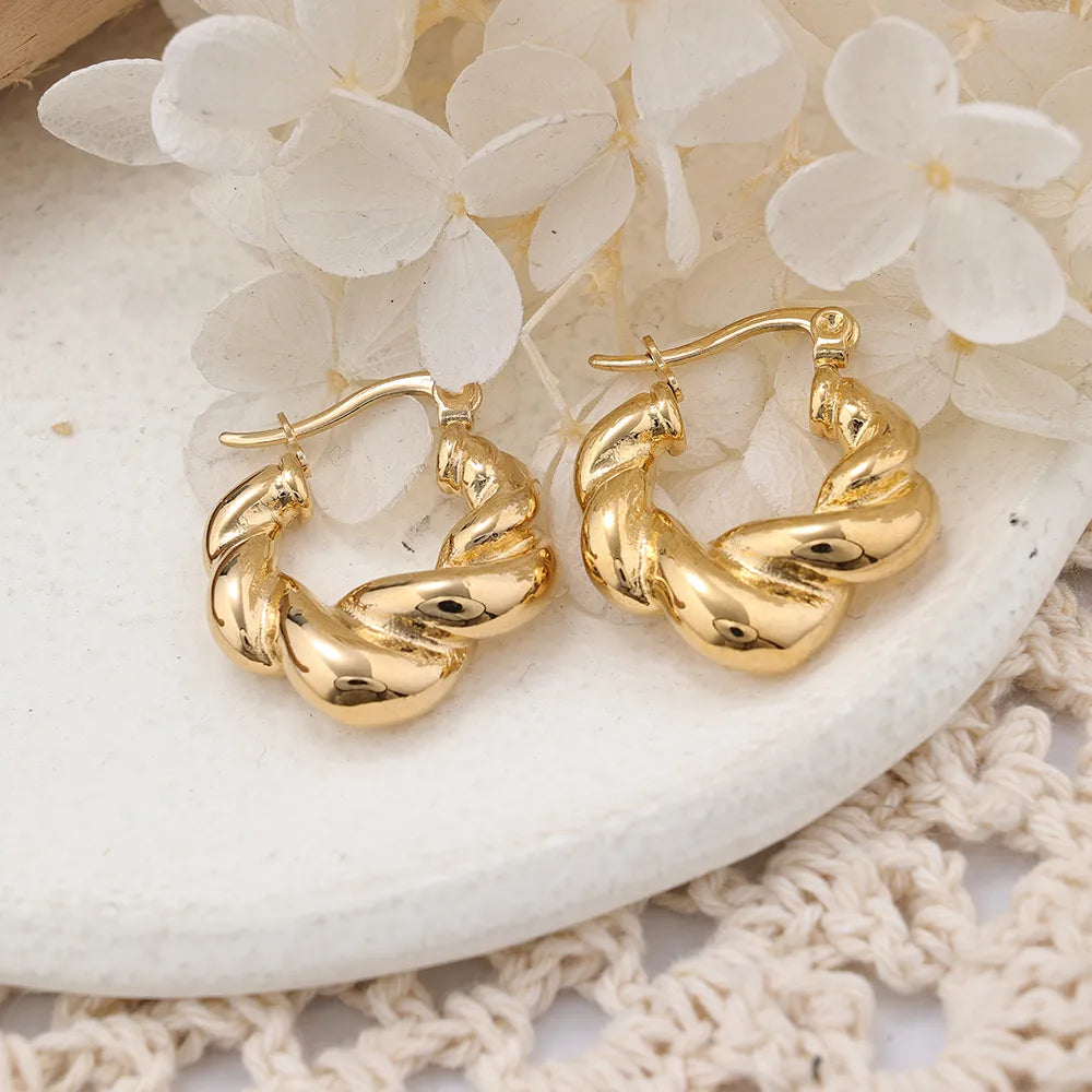 1 Pair IG Style Semicircle Plating 304 Stainless Steel Hoop Earrings