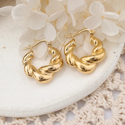 1 Pair IG Style Semicircle Plating 304 Stainless Steel Hoop Earrings