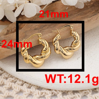 1 Pair IG Style Semicircle Plating 304 Stainless Steel Hoop Earrings