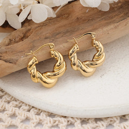 1 Pair IG Style Semicircle Plating 304 Stainless Steel Hoop Earrings