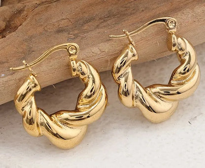 1 Pair IG Style Semicircle Plating 304 Stainless Steel Hoop Earrings