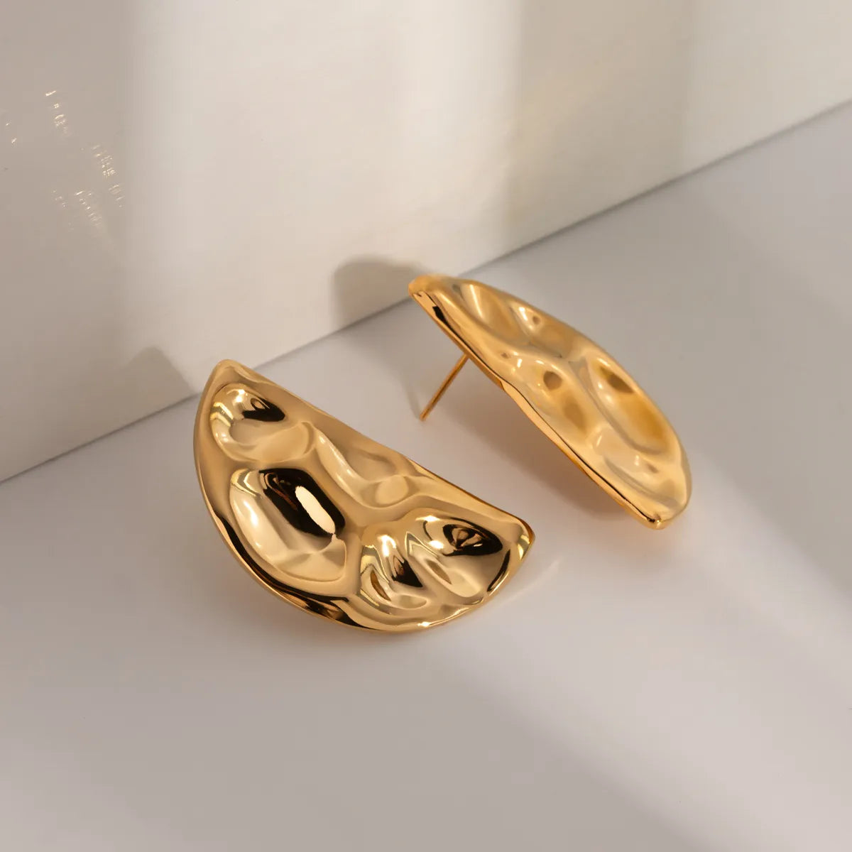 1 Pair IG Style Semicircle Stainless Steel 18K Gold Plated Ear Studs