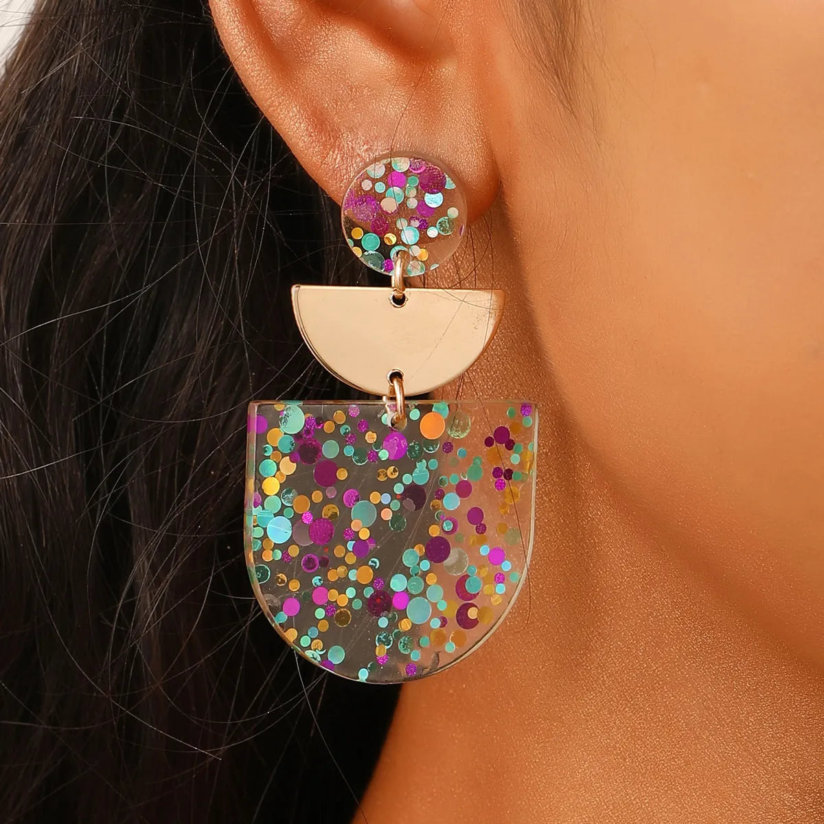 1 Pair IG Style Sequins Plastic Drop Earrings