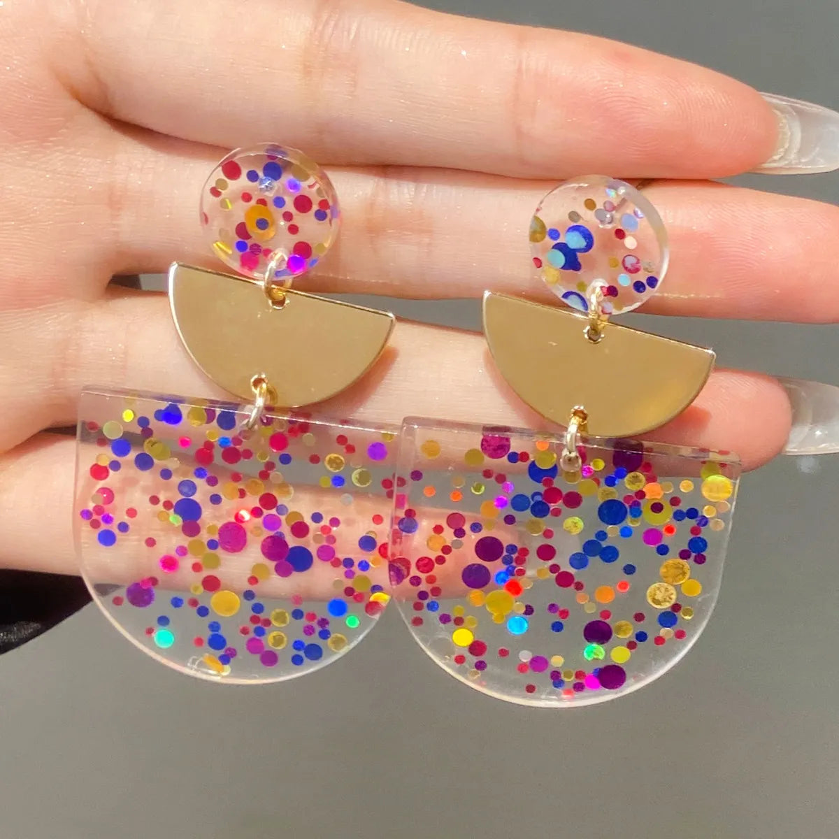 1 Pair IG Style Sequins Plastic Drop Earrings