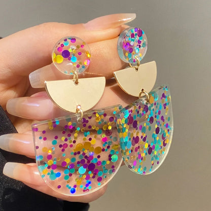 1 Pair IG Style Sequins Plastic Drop Earrings