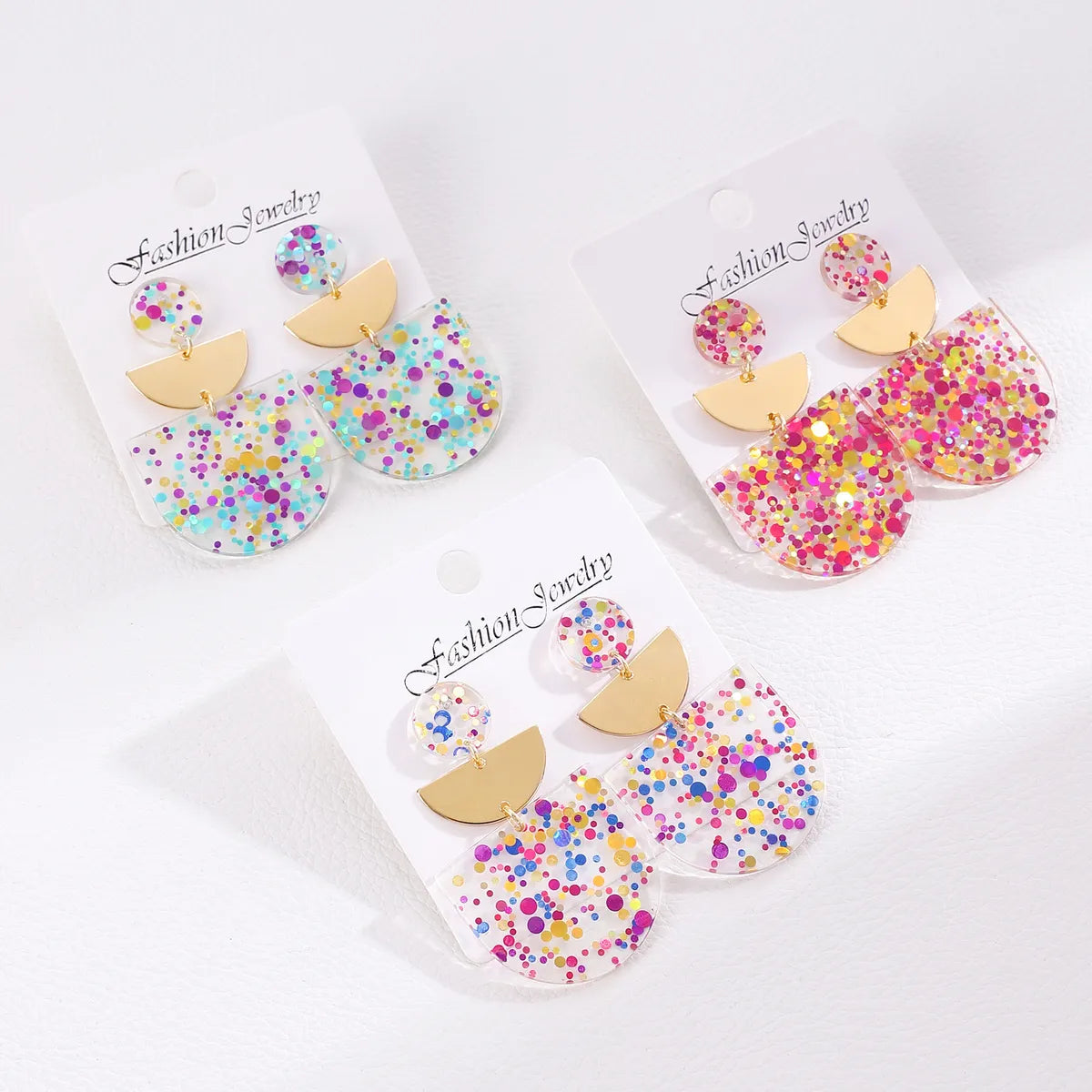 1 Pair IG Style Sequins Plastic Drop Earrings