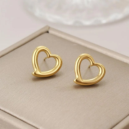 1 Pair Ig Style Sexy Shiny Heart Shape Irregular Plating Hollow Out Stainless Steel 18k Gold Plated Ear Studs