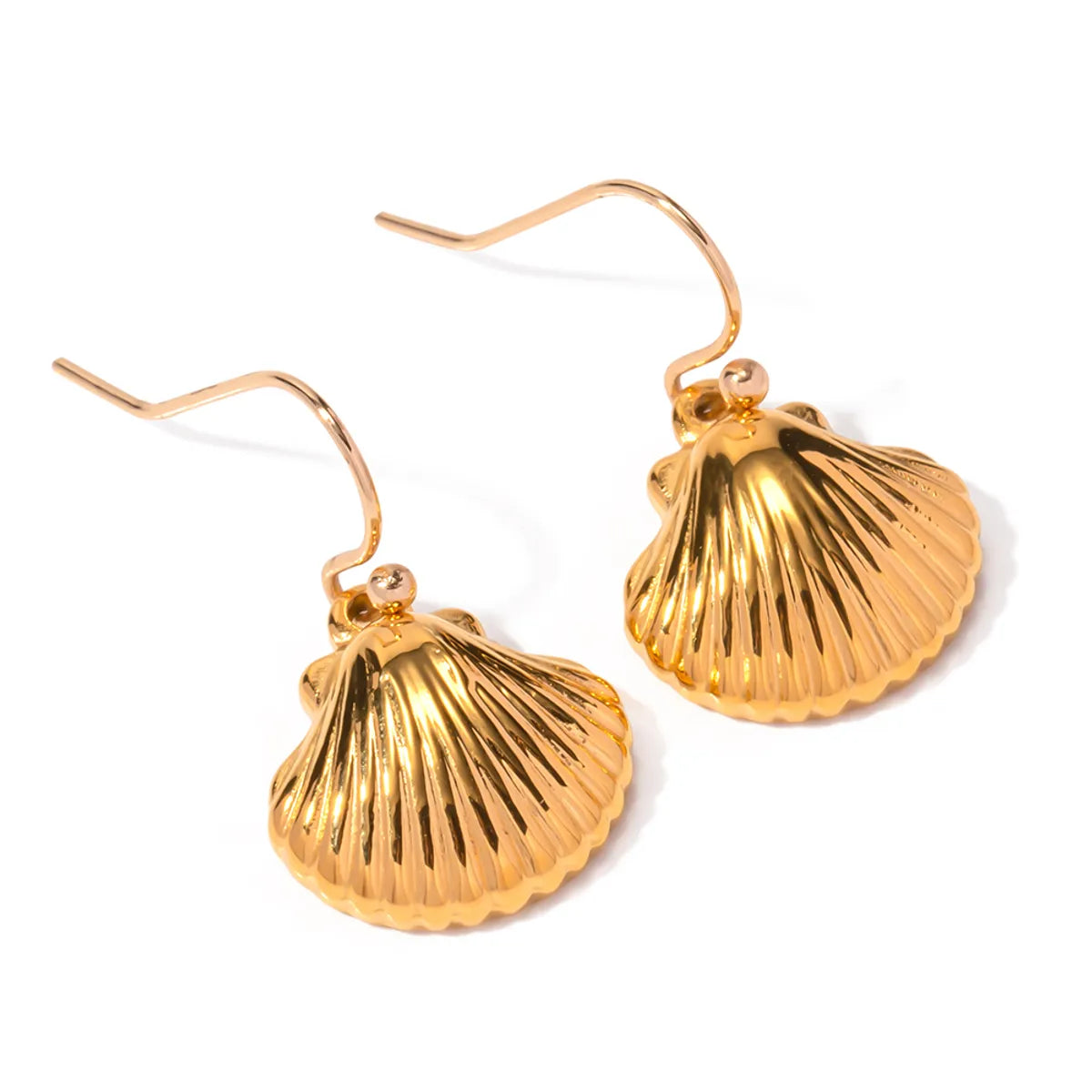 1 Pair Ig Style Shell Plating Stainless Steel 18k Gold Plated Drop Earrings