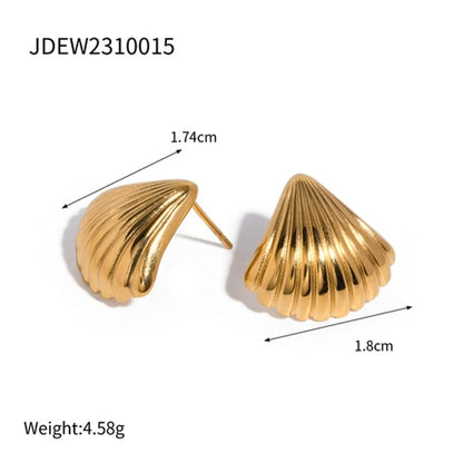 1 Pair Ig Style Shell Plating Stainless Steel 18k Gold Plated Ear Studs