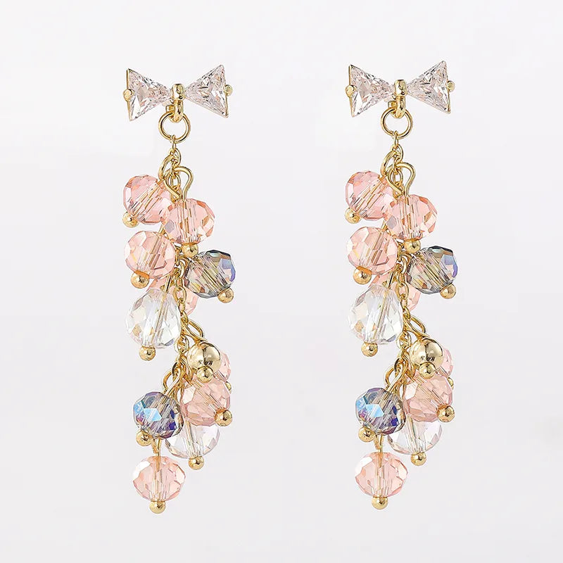 1 Pair Ig Style Shiny Bow Knot Crystal Inlay Alloy Zircon Drop Earrings