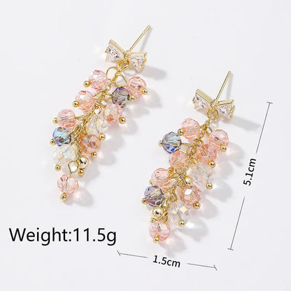 1 Pair Ig Style Shiny Bow Knot Crystal Inlay Alloy Zircon Drop Earrings