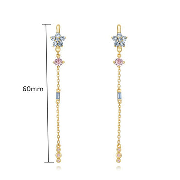 1 Pair Ig Style Shiny Flower Chain Inlay Copper Zircon Drop Earrings