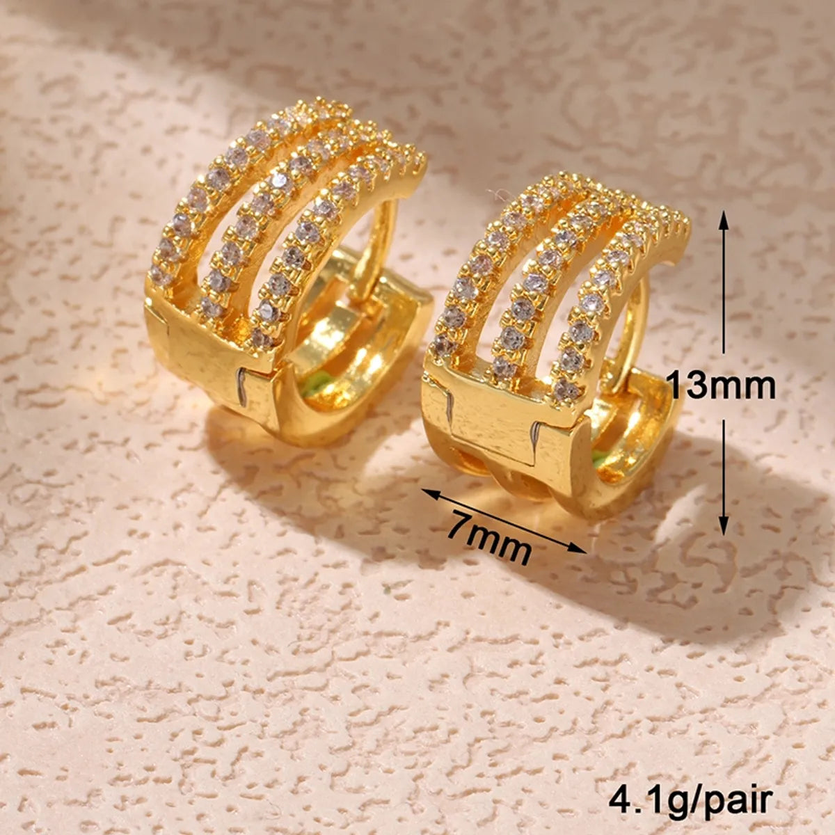 1 Pair IG Style Shiny Geometric Plating Inlay Copper Zircon 18K Gold Plated Hoop Earrings