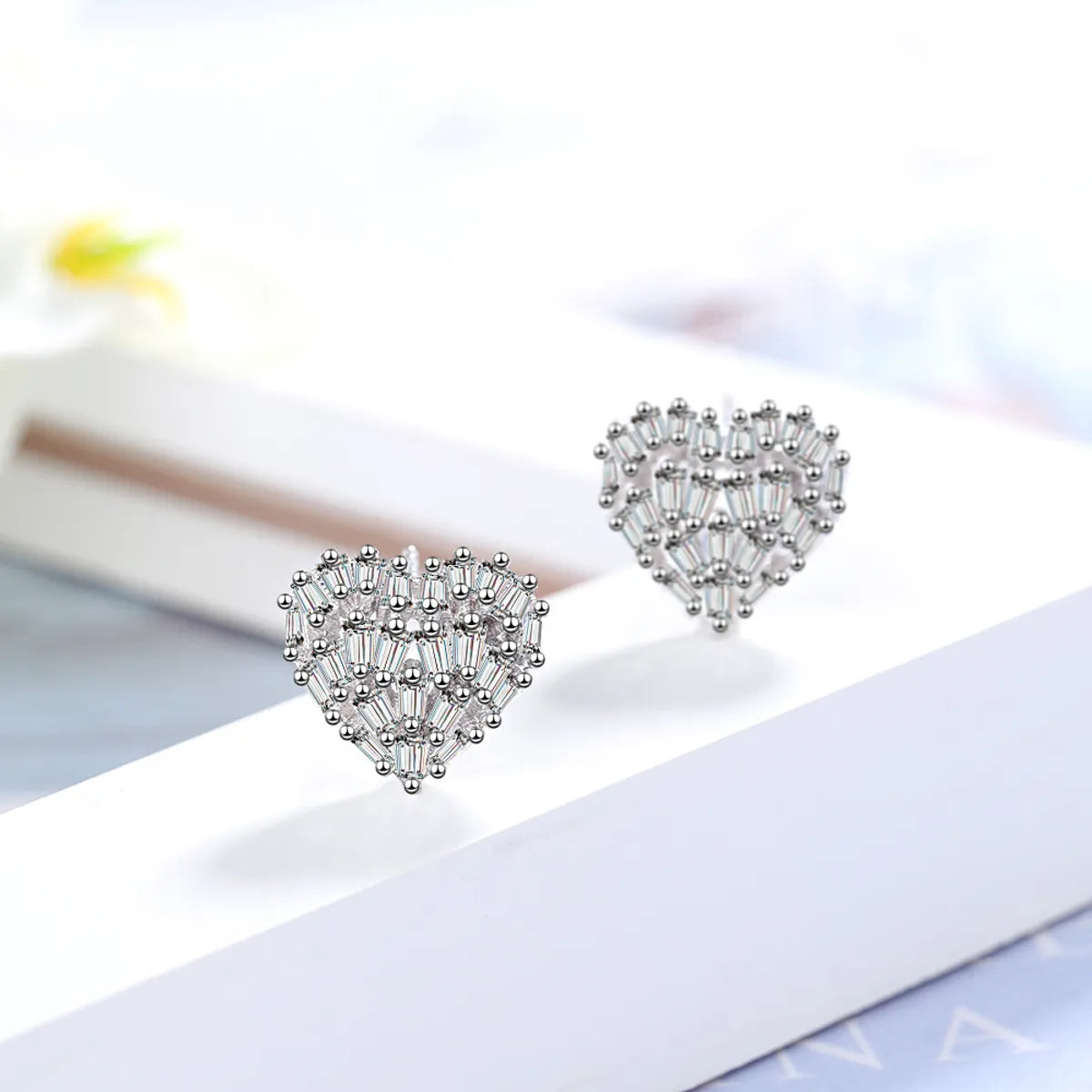 1 Pair Ig Style Shiny Heart Shape Plating Inlay Copper Zircon Ear Studs