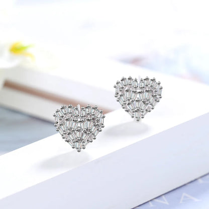 1 Pair Ig Style Shiny Heart Shape Plating Inlay Copper Zircon Ear Studs