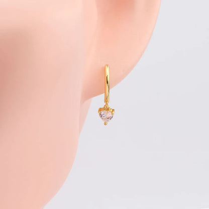 1 Pair Ig Style Shiny Heart Shape Plating Inlay Sterling Silver Zircon White Gold Plated Gold Plated Drop Earrings