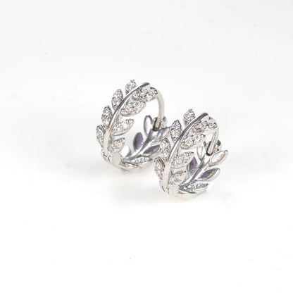 1 Pair Ig Style Shiny Leaves Plating Inlay Copper Zircon Earrings