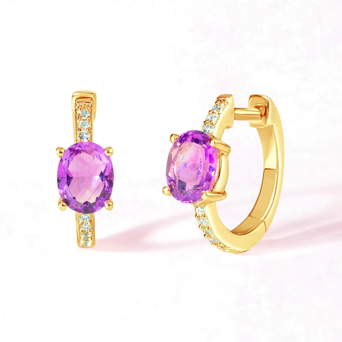 1 Pair Ig Style Shiny Oval Plating Inlay Copper Zircon White Gold Plated Gold Plated Earrings